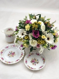 Vintage Tea Cup Flower Arrangement